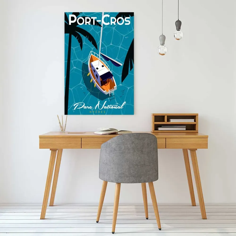 Illustration numéro 2 du produit Tableau port cros imprimé sur toile 40x60 cm