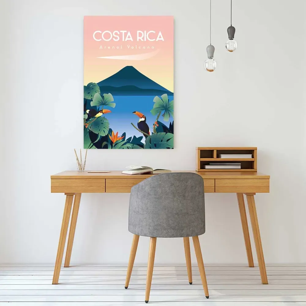 Illustration numéro 2 du produit Tableau voyage volcan du Costa Rico imprimé sur toile 60x90 cm