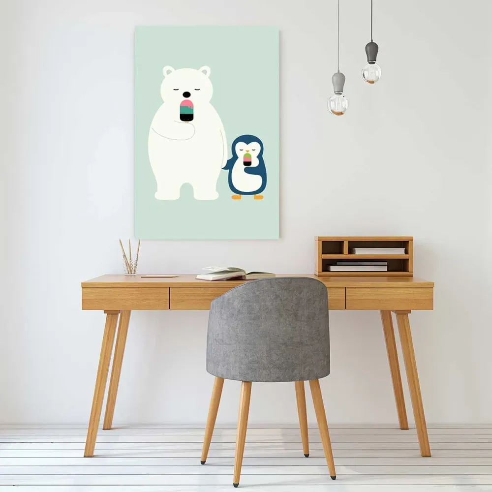 Illustration numéro 2 du produit Tableau c'est l'heure de la glace imprimé sur toile 40x60 cm