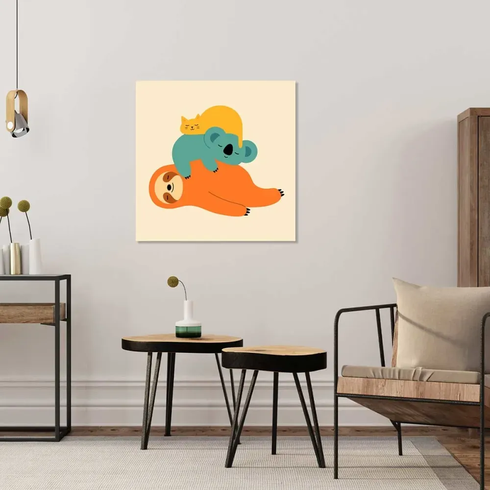 Illustration numéro 2 du produit Tableau enfant étant paresseux imprimé sur toile 50x50 cm