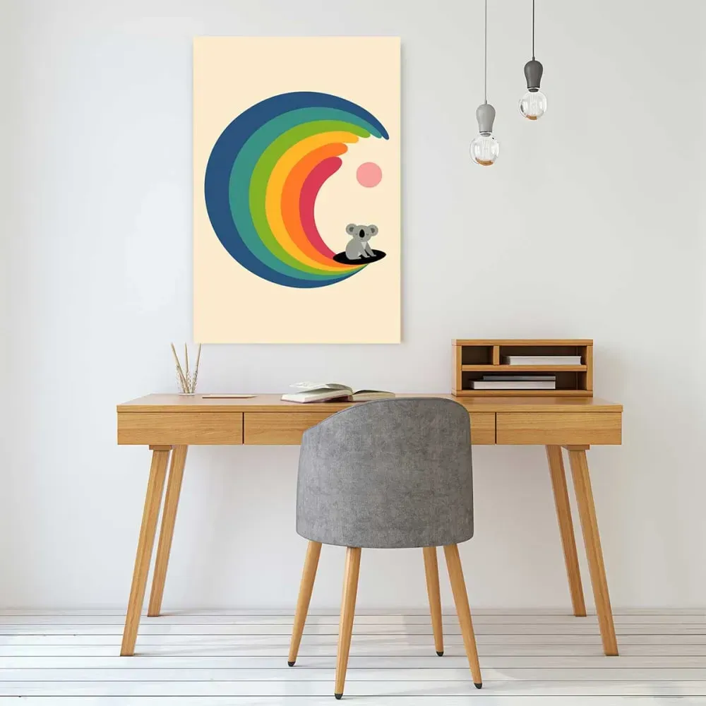 Illustration numéro 2 du produit Tableau surf et koala imprimé sur toile 40x60 cm