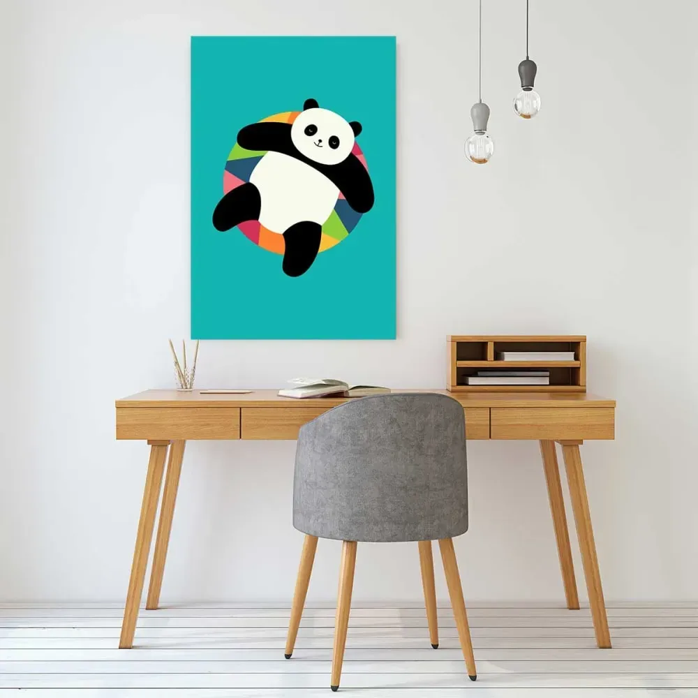 Illustration numéro 2 du produit Tableau enfant panda à la piscine imprimé sur toile 40x60 cm