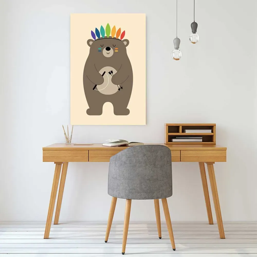 Illustration numéro 2 du produit Tableau jouant aux indiens imprimé sur toile 40x60 cm