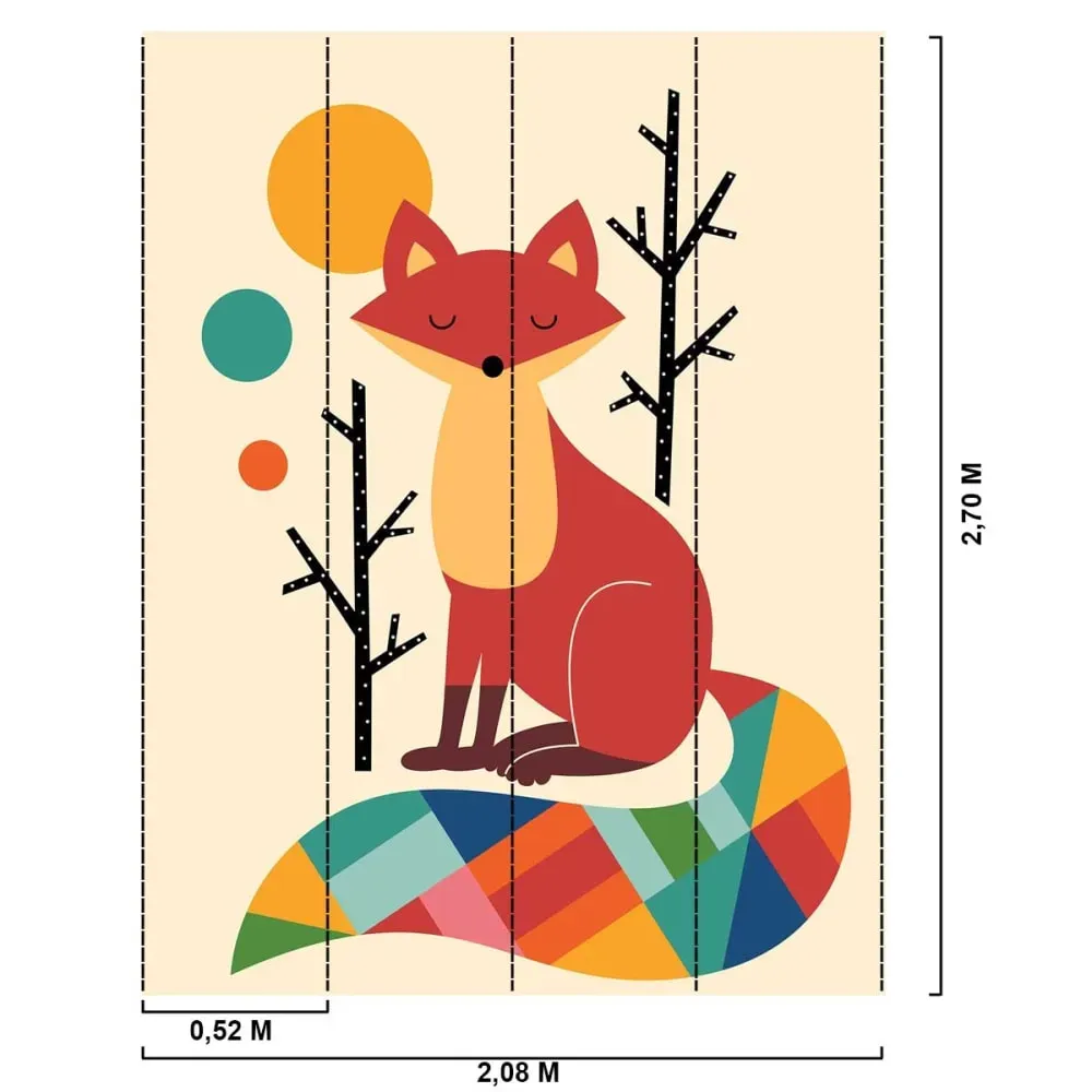 Illustration numéro 2 du produit Tableau enfant renard arc en ciel imprimé sur toile 40x60 cm