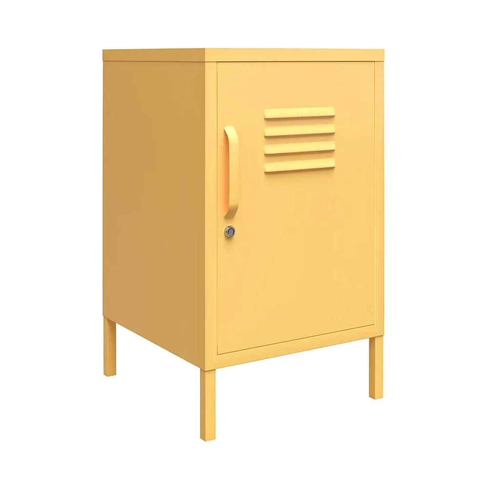 Illustration numéro 2 du produit Table d'appoint avec 1 porte en métal jaune