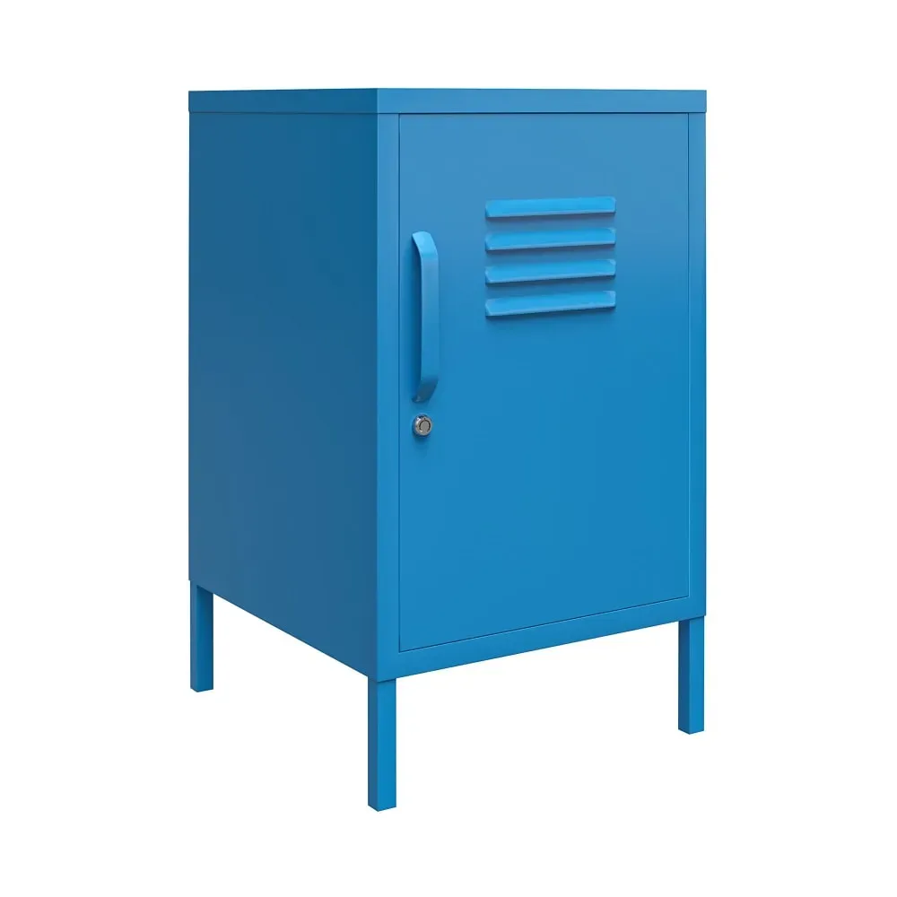 Illustration numéro 2 du produit Table d'appoint avec 1 porte en métal bleu