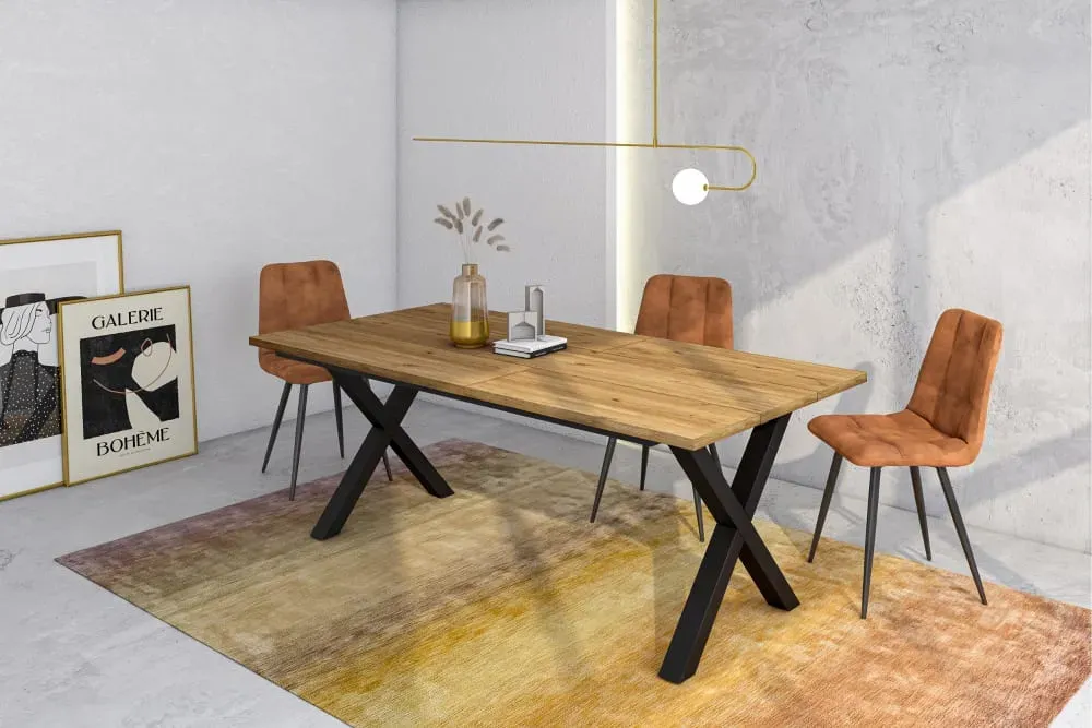 Illustration numéro 2 du produit Table à manger effet bois de chêne 194x90x74cm