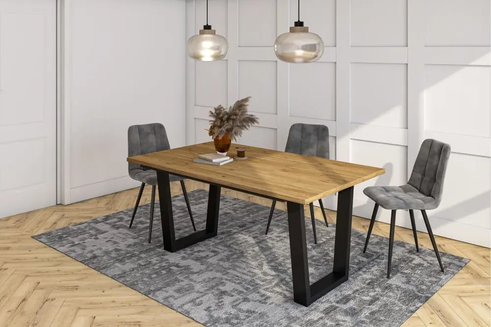 Illustration numéro 2 du produit Table à manger effet bois de chêne 167x90x74cm