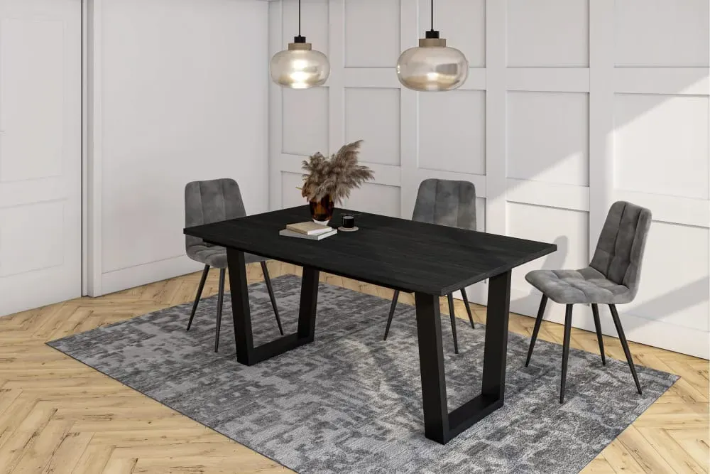 Illustration numéro 2 du produit Table à manger effet bois noir 167x90x74cm