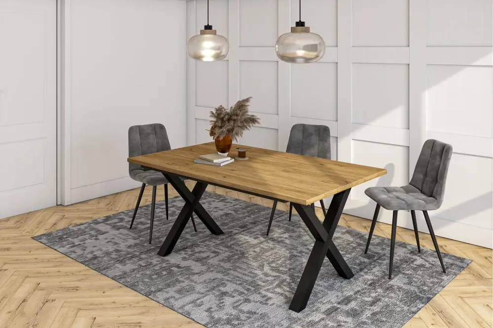 Illustration numéro 2 du produit Table à manger effet bois de chêne 167x90x74cm