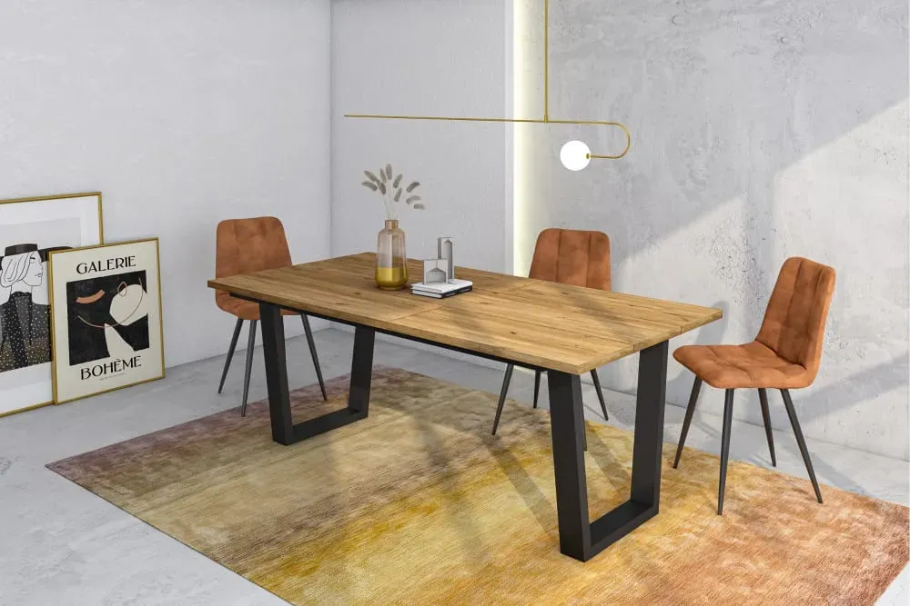 Illustration numéro 2 du produit Table à manger effet bois de chêne 194x90x74cm