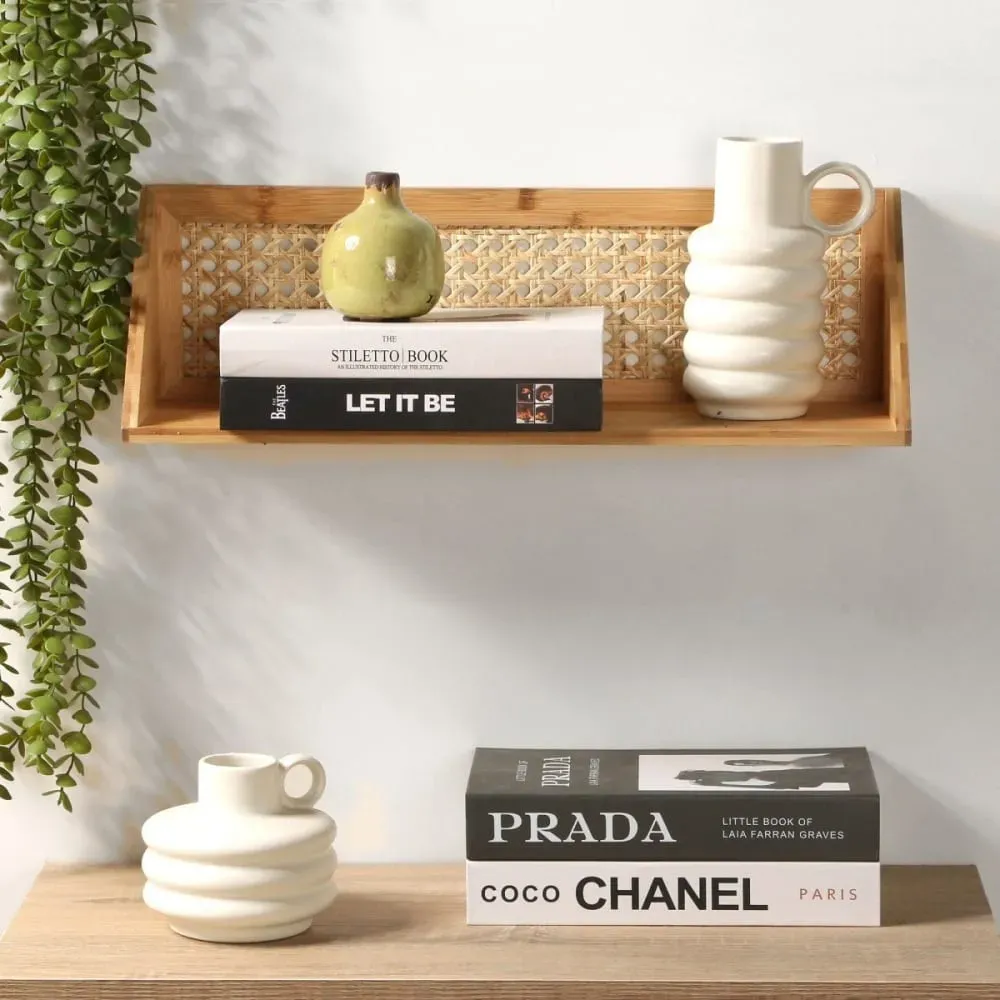 Illustration numéro 2 du produit Etagère murale en bambou et rotin naturel L50 cm