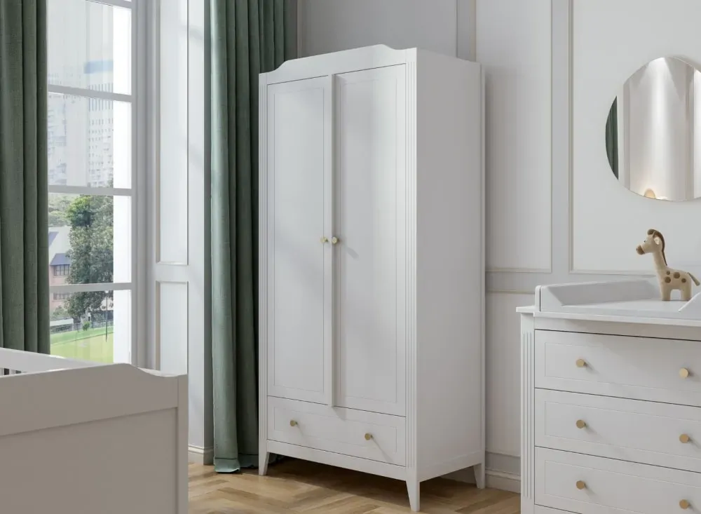 Illustration numéro 2 du produit Armoire 2 portes 1 tiroir Blanc