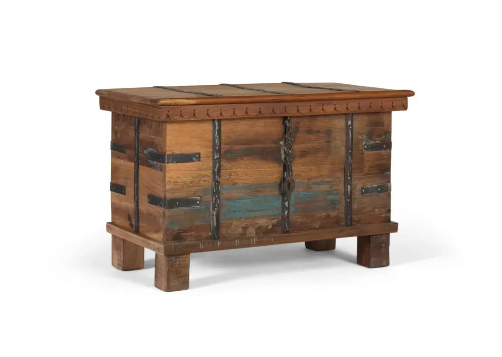 Illustration numéro 2 du produit Coffre en bois recyclé avec ouverture par le haut et quincaillerie