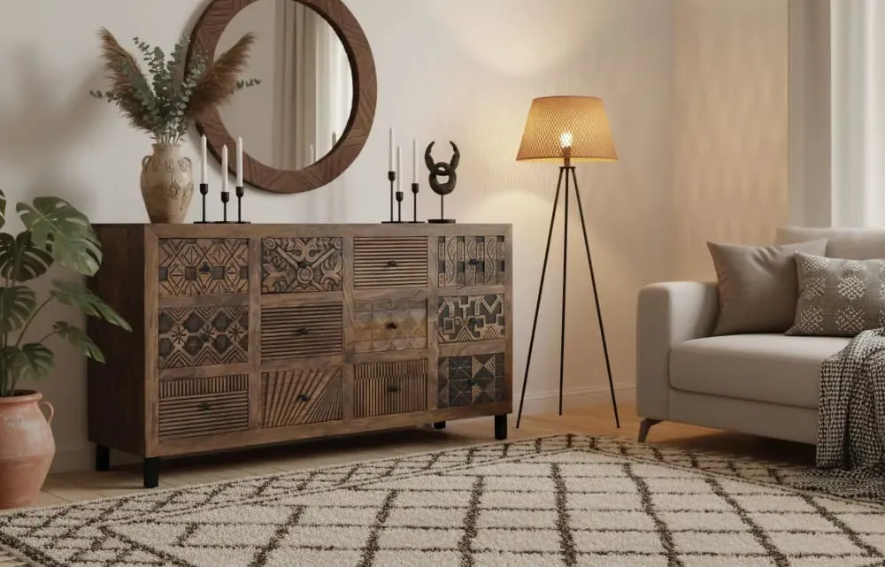 Illustration numéro 2 du produit Buffet artisanal en bois de manguier massif 160cm