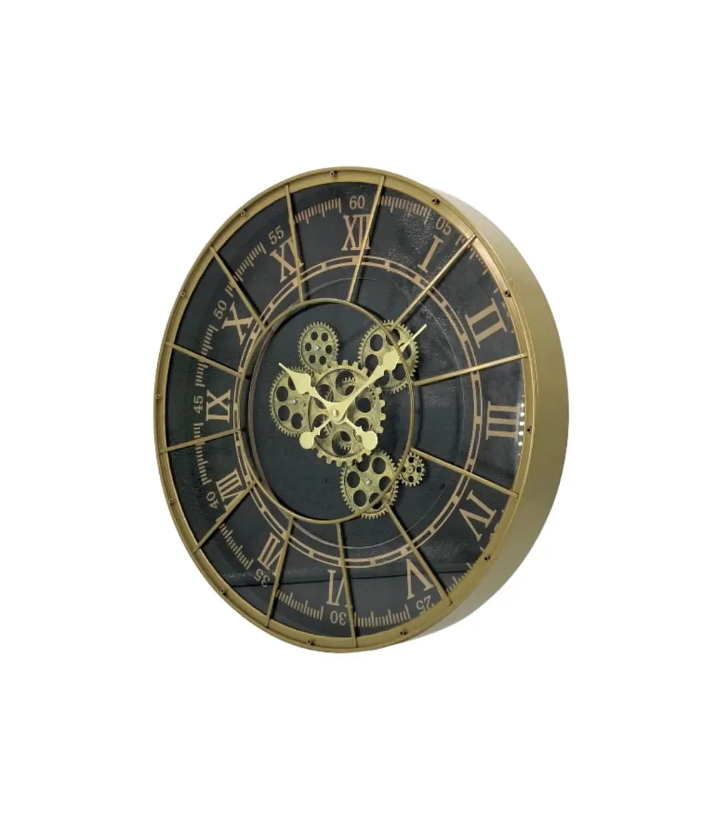 Illustration numéro 2 du produit Horloge métal noir doré rivets 48cm