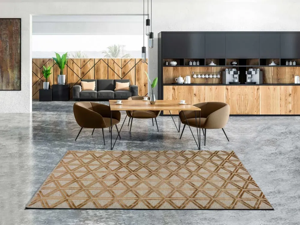 Illustration numéro 2 du produit Tapis en laine géométrique cuivre  120x170 cm