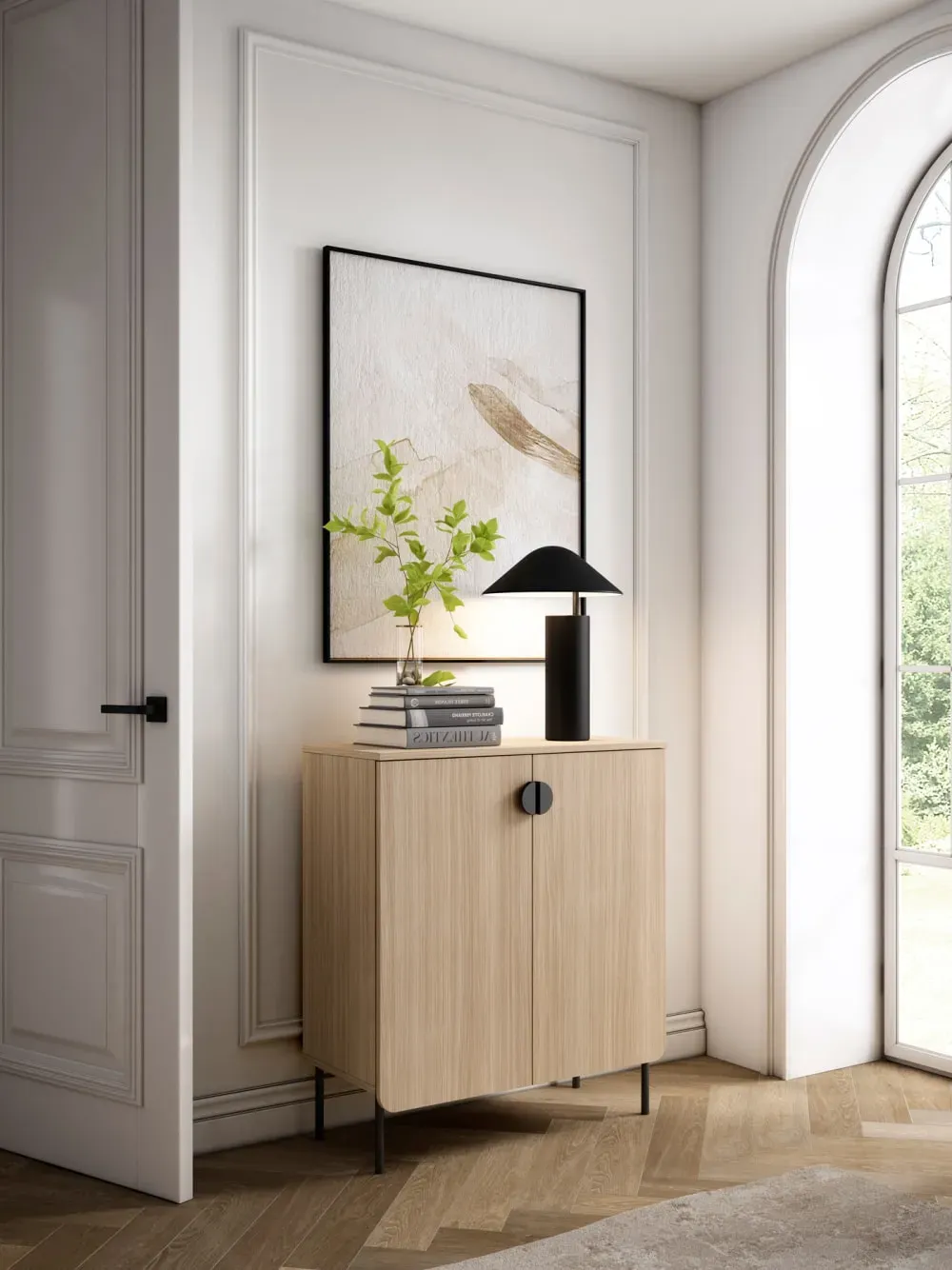 Illustration numéro 2 du produit Meuble de rangement à chaussures noyer clair 90×80×34 cm