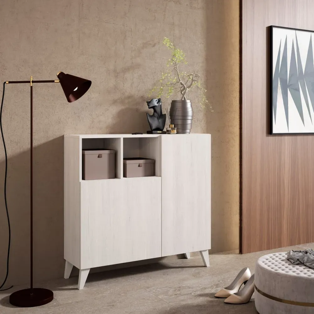 Illustration numéro 2 du produit Meuble à chaussures mélaminé blanc 87×90×27 cm