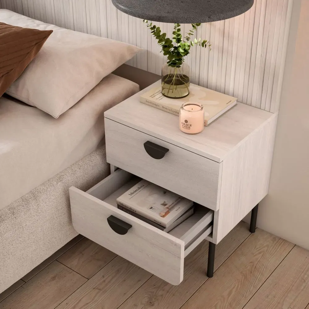 Illustration numéro 2 du produit Table de chevet 2 tiroirs blanc 55×40×34 cm