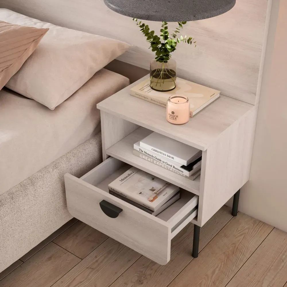 Illustration numéro 2 du produit Table de chevet 1 tiroir blanc 55×40×34 cm