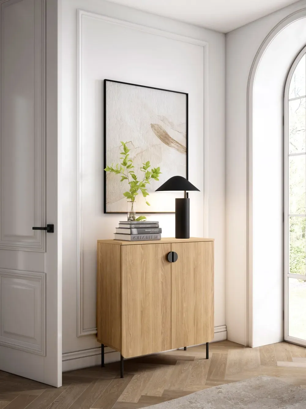 Illustration numéro 2 du produit Meuble de rangement à chaussures chêne doré 90×80×34 cm