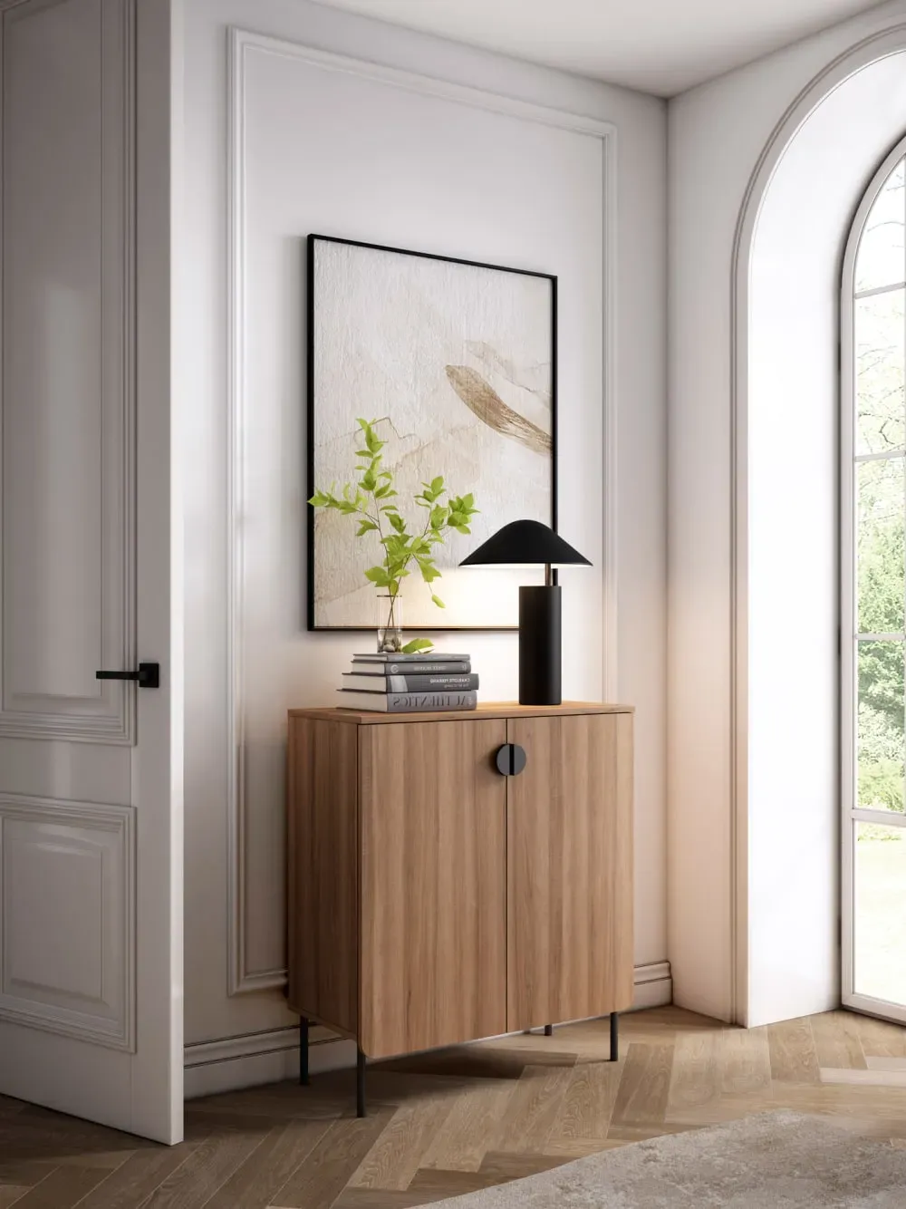 Illustration numéro 2 du produit Meuble de rangement à chaussures noyer 90×80×34 cm