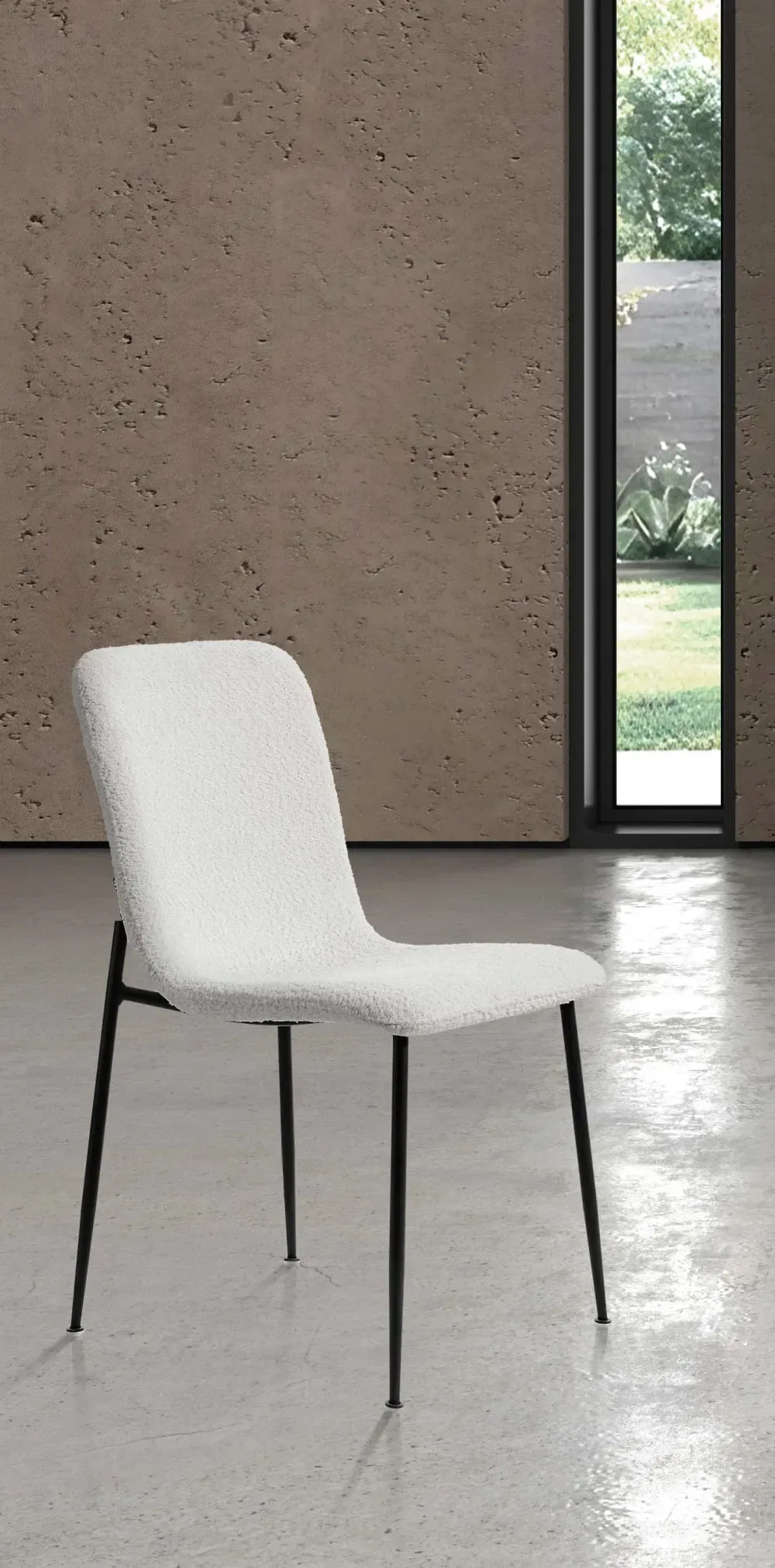 Illustration numéro 2 du produit Lot de 2 chaises en tissu bouclé et métal blanc 82×43×57 cm