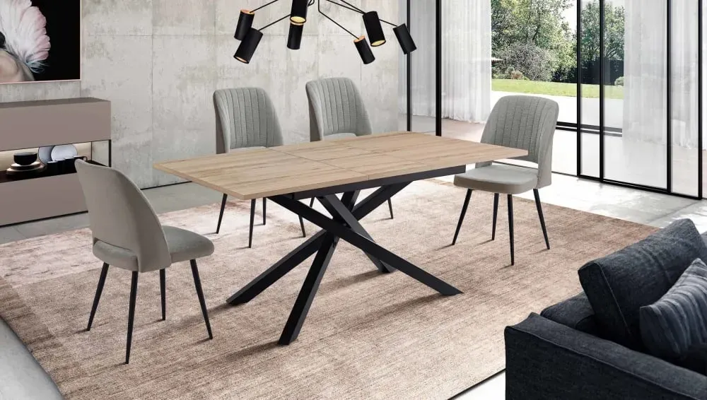 Illustration numéro 2 du produit Lot de 2 chaises en tissu et métal gris 88×50×60 cm