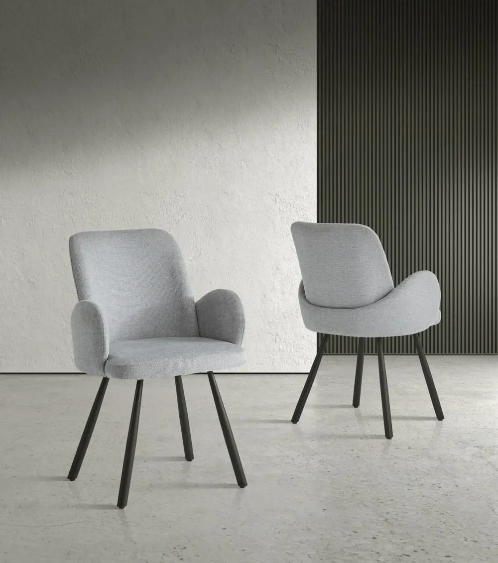 Illustration numéro 2 du produit Lot de 2 chaises en tissu et métal gris 87×56×57 cm