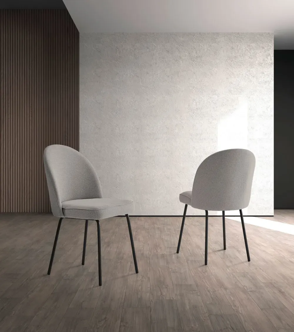 Illustration numéro 2 du produit Lot de 2 chaises en tissu et métal gris 86×50×54 cm