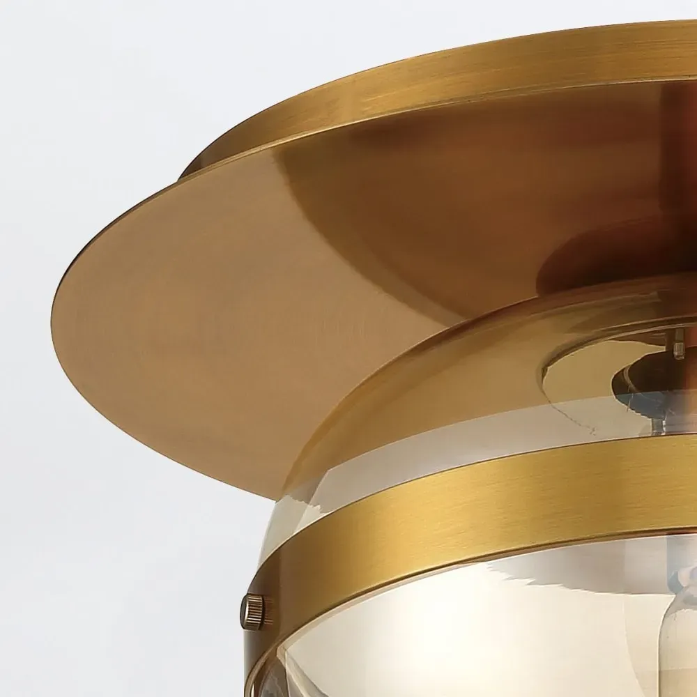 Illustration numéro 2 du produit Plafonnier Acier, Verre Teinté Laiton Antique