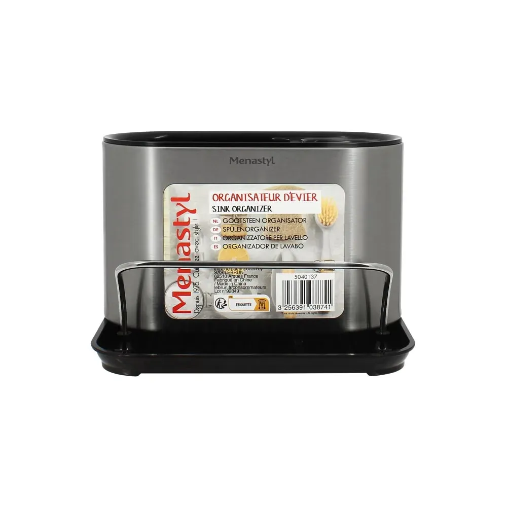 Illustration numéro 2 du produit Organisateur d'évier en acier inoxydable et plastique