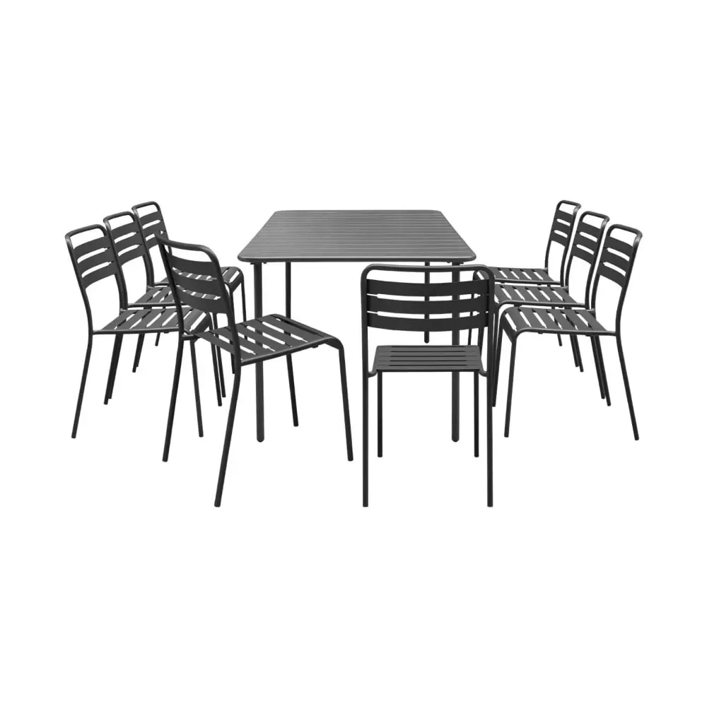 Illustration numéro 2 du produit Table de jardin métal 8 chaises anthracite