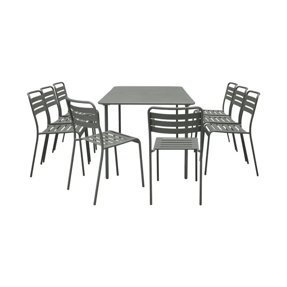 Illustration numéro 2 du produit Table de jardin métal 8 chaises kaki