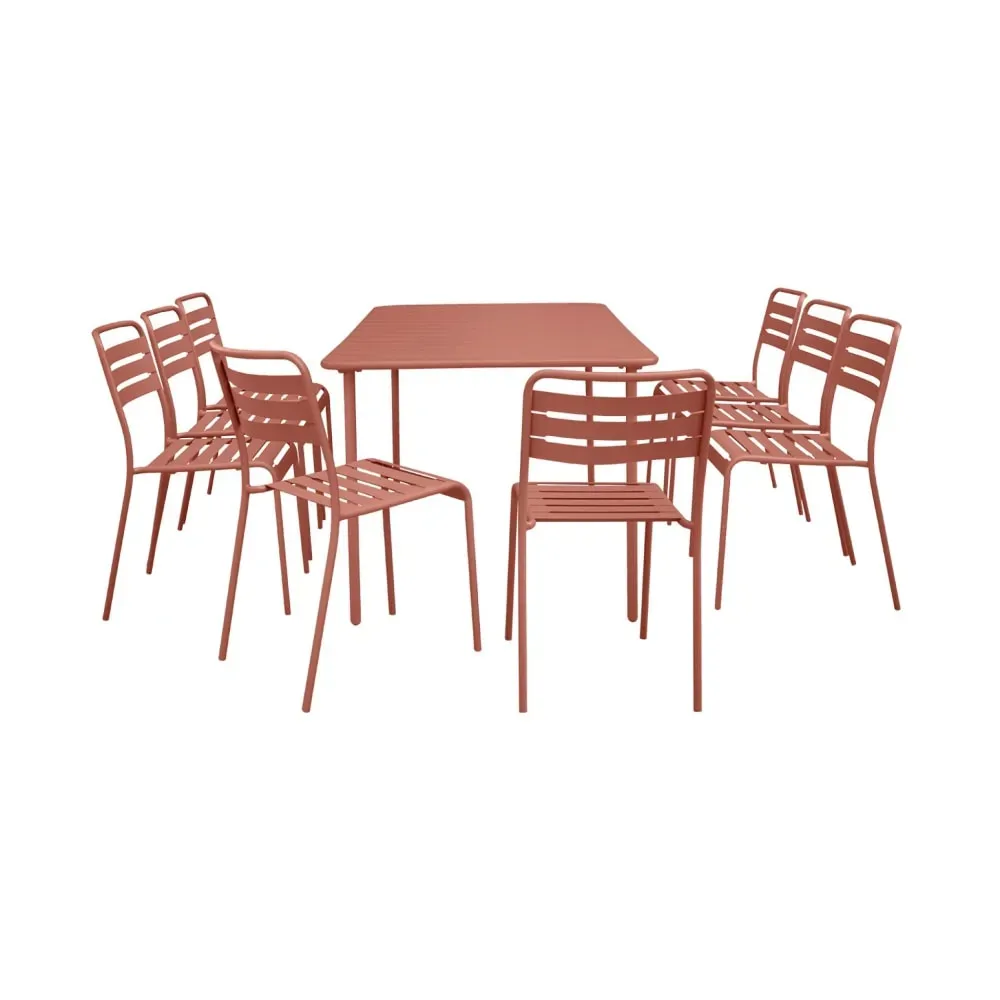 Illustration numéro 2 du produit Table de jardin métal 8 chaises terracotta