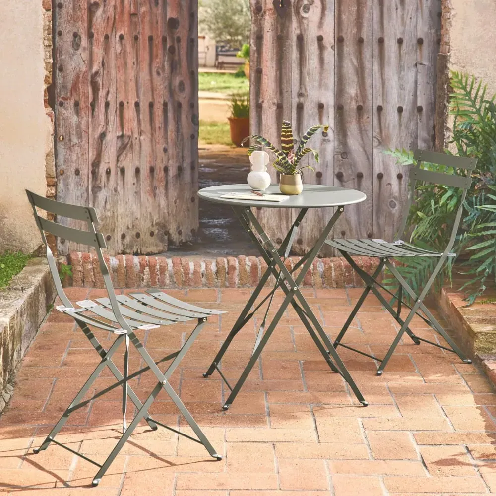 Illustration numéro 2 du produit Table et chaises de jardin pliables D60 x 70cm, kaki