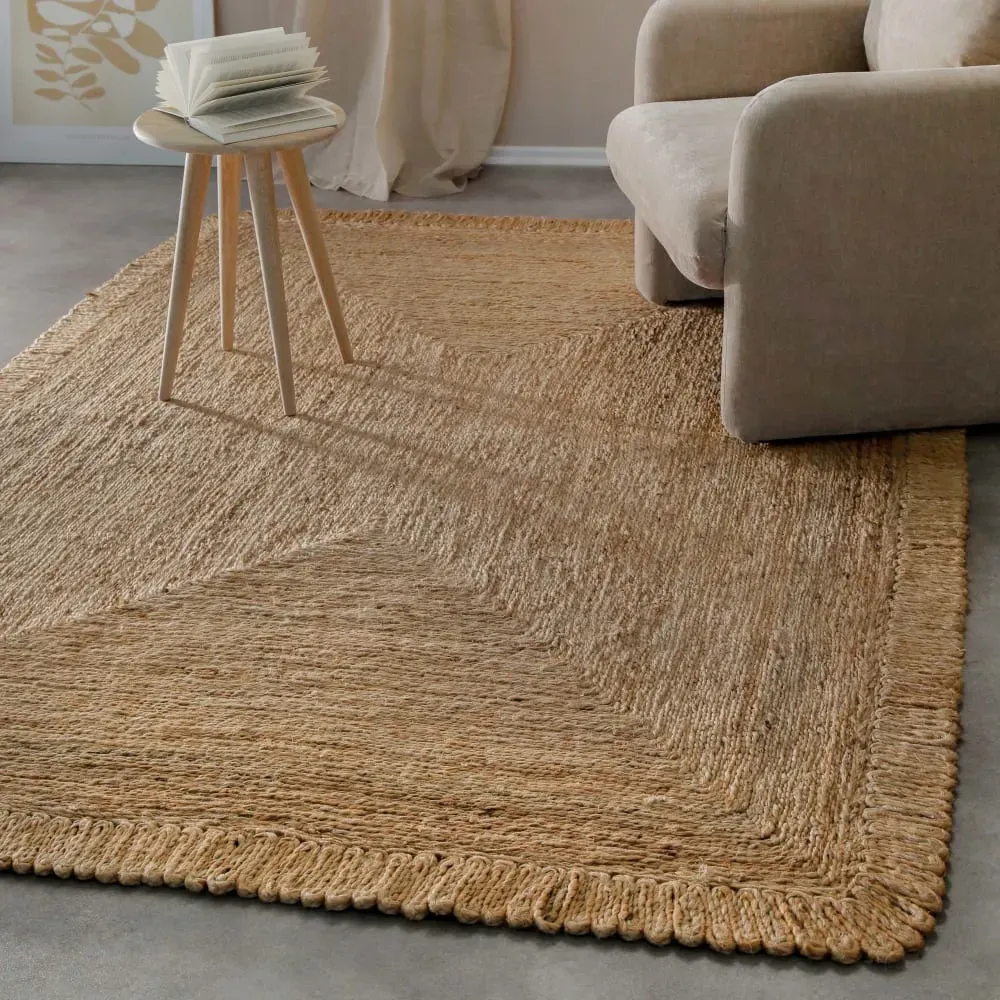 Illustration numéro 2 du produit Tapis en jute naturelle fait main avec bord original 160x230
