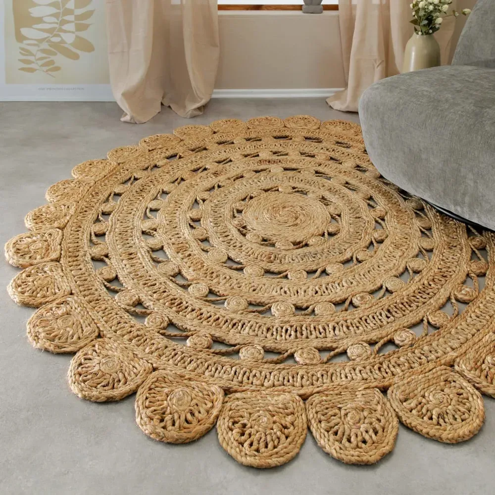 Illustration numéro 2 du produit Tapis rond en jute tressé 160 rd.