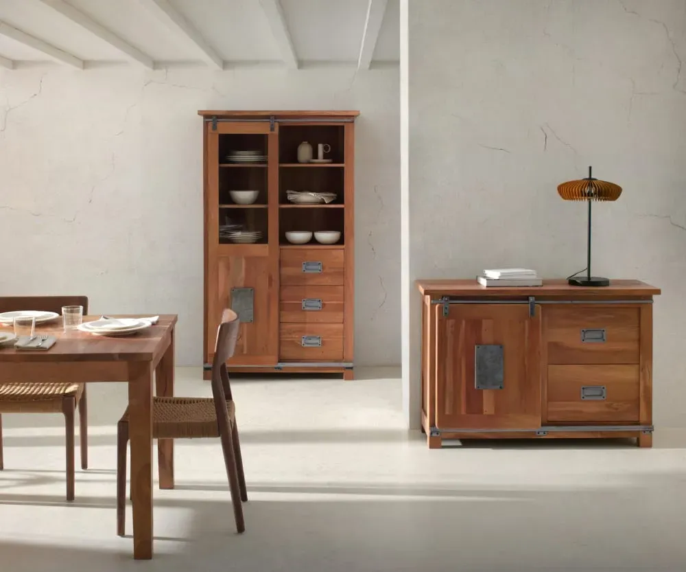 Illustration numéro 2 du produit Vitrine en bois massif d'acacia recyclé