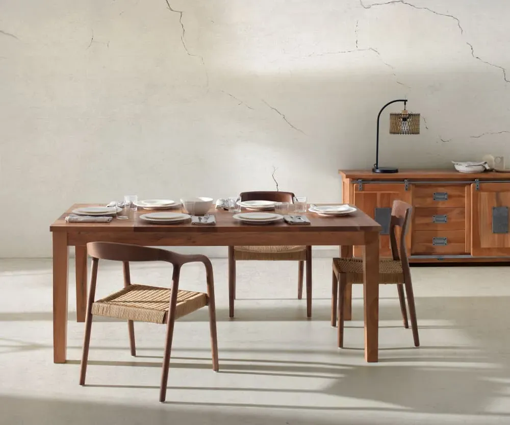 Illustration numéro 2 du produit Table en bois massif d'acacia recyclé 180x90 cm