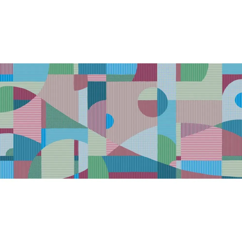 Illustration numéro 2 du produit Papier peint panoramique harmonies linéaires bleu 450x250cm