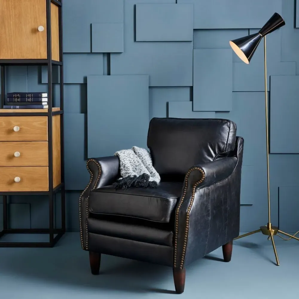 Illustration numéro 2 du produit Fauteuil en fauteuil cuir chocolat L73 cm - Noir