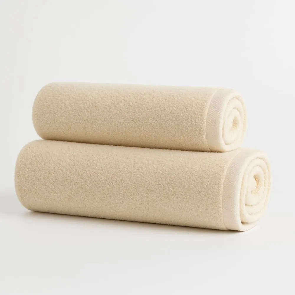 Illustration numéro 2 du produit Serviette bain éco coton bio 550 g beige - 50x100 cm