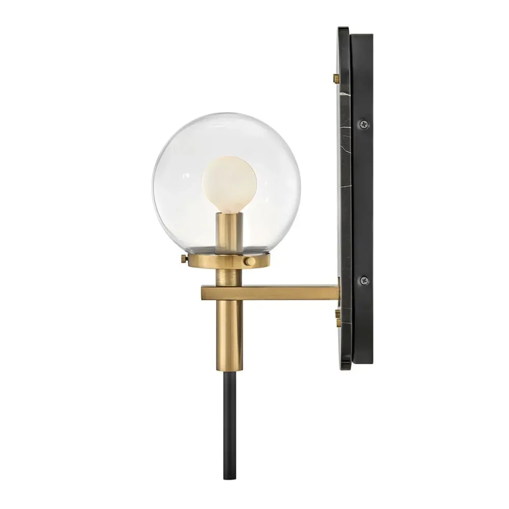 Illustration numéro 2 du produit Applique Murale Acier, Verre transparent Noir avec laiton