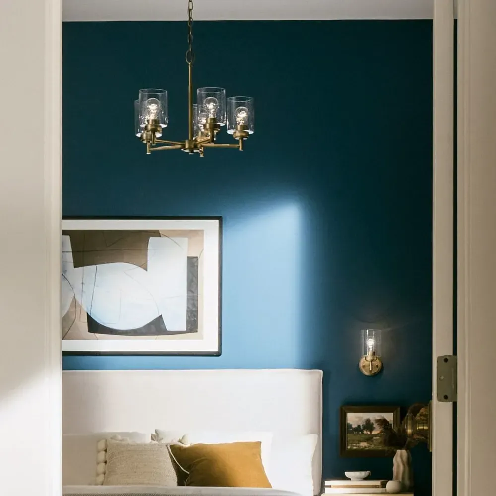 Illustration numéro 2 du produit Lustre 5 Lumières Acier, Verre Transparent Bullé