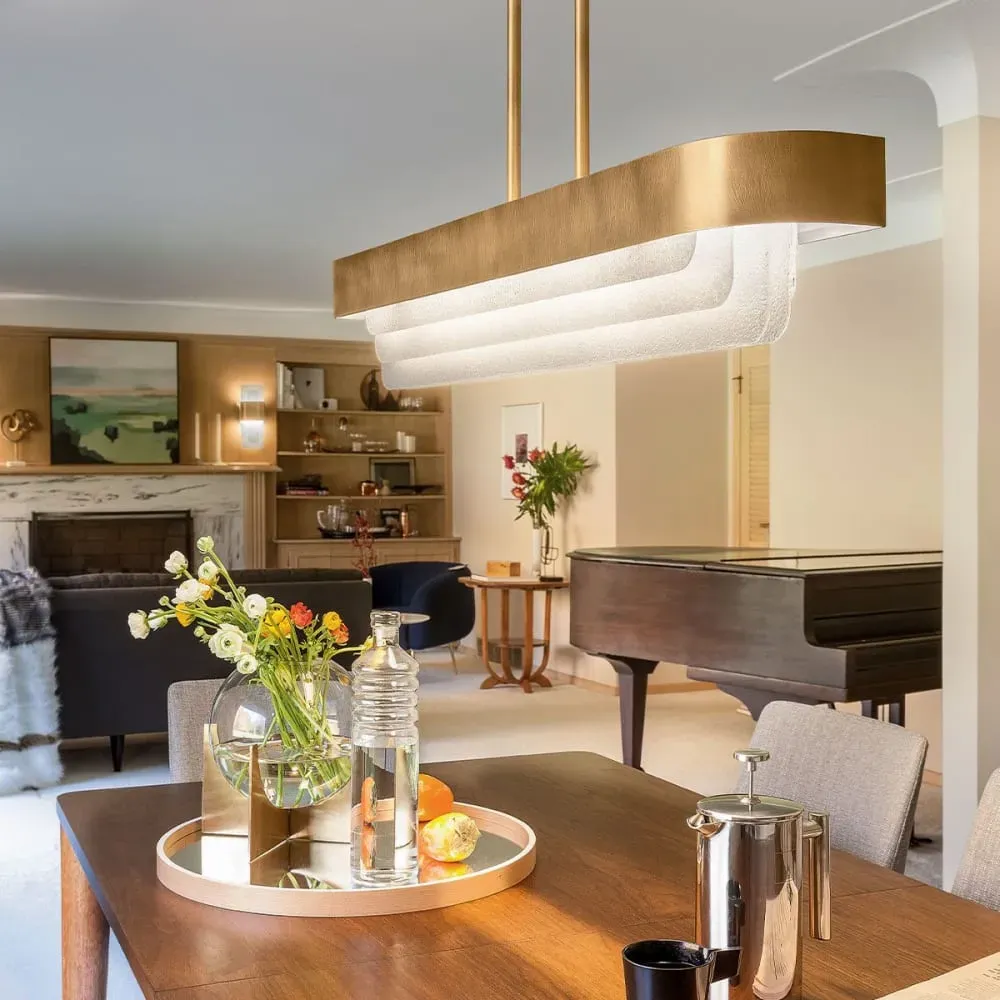 Illustration numéro 2 du produit Lustre LED Acier, Laiton, Verre texturé