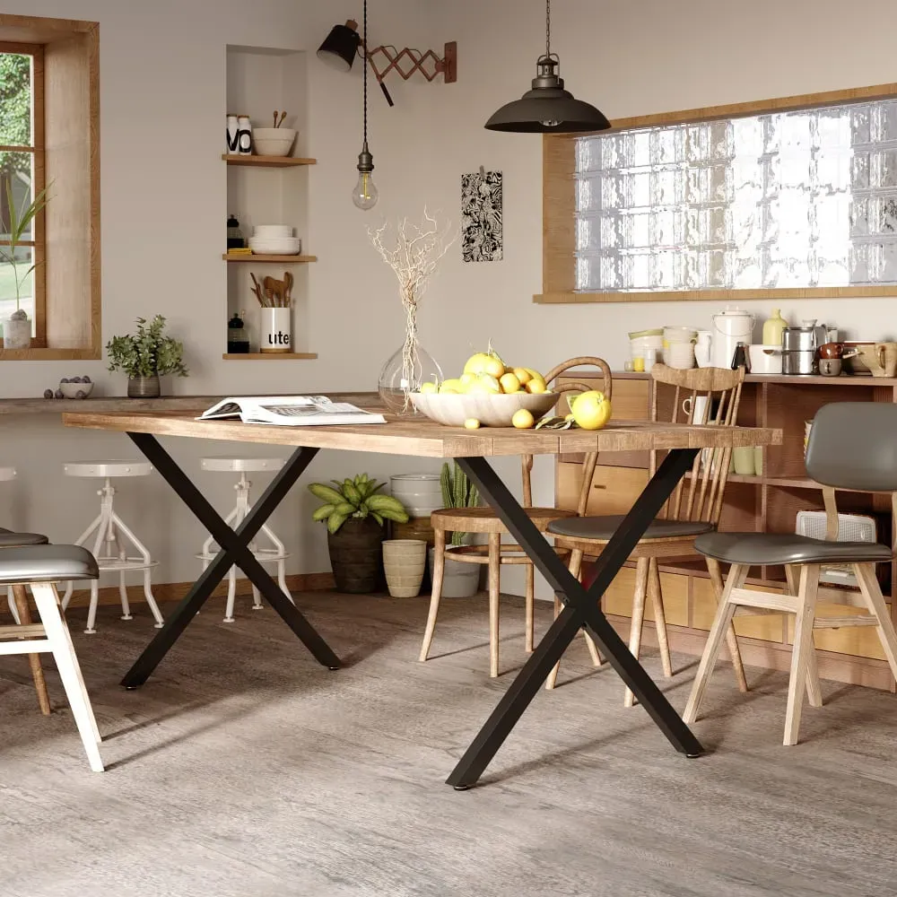 Illustration numéro 2 du produit Pieds de table en forme de croix en acier design industriel