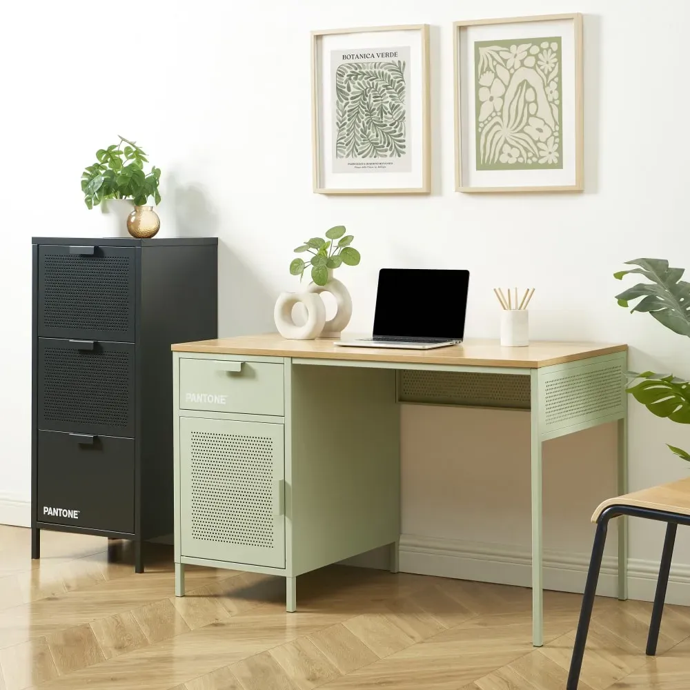 Illustration numéro 2 du produit Bureau métal vert amande 120cm