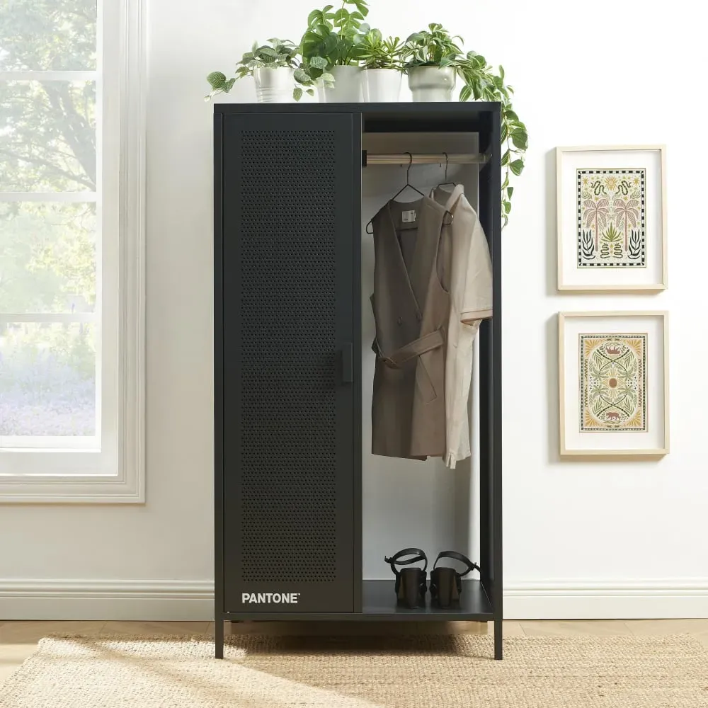 Illustration numéro 2 du produit Vestiaire métal gris anthracite avec penderie h145cm